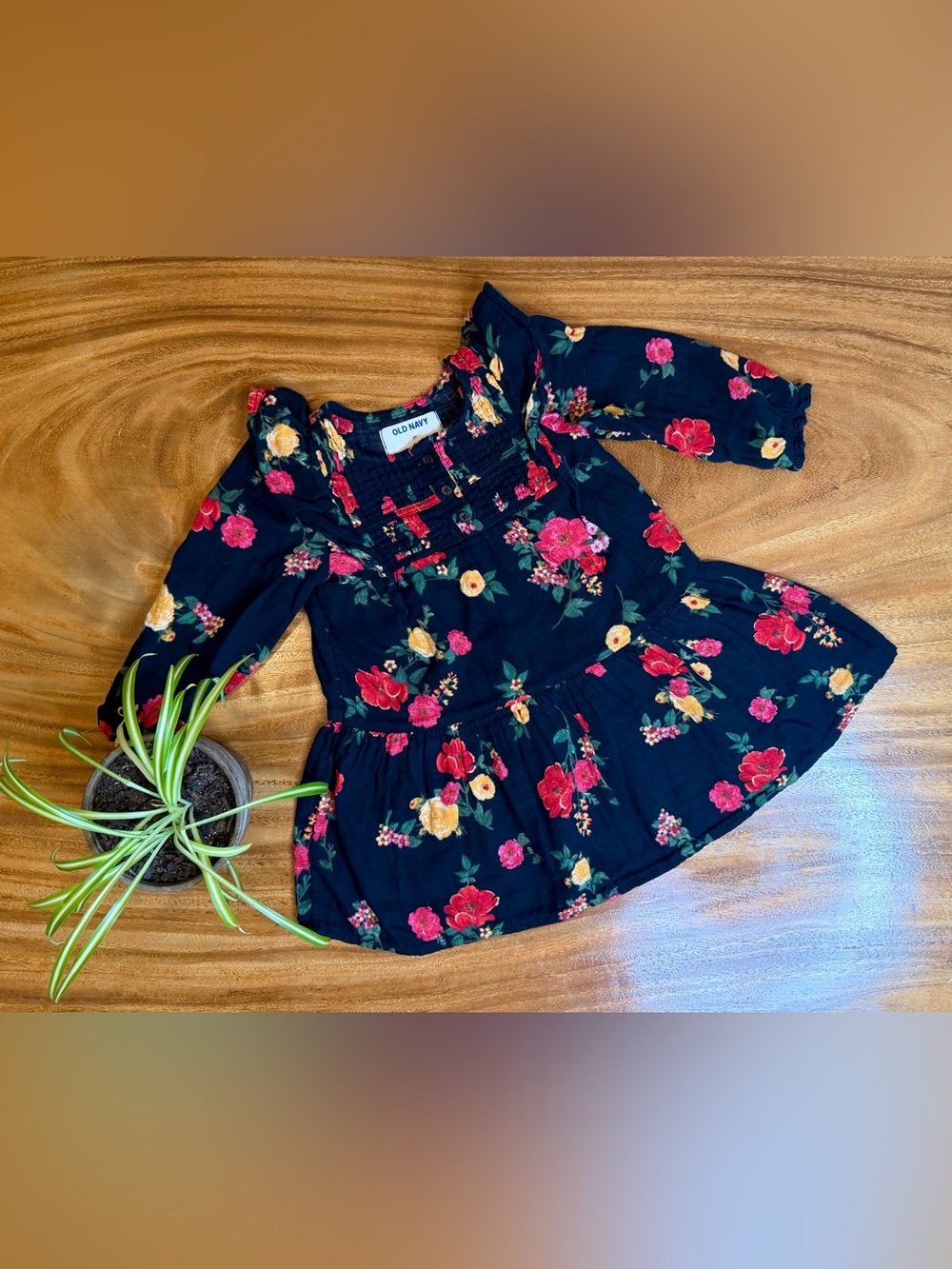 Old Navy | Black Floral Long Sleeve Dress - 2T 🌸